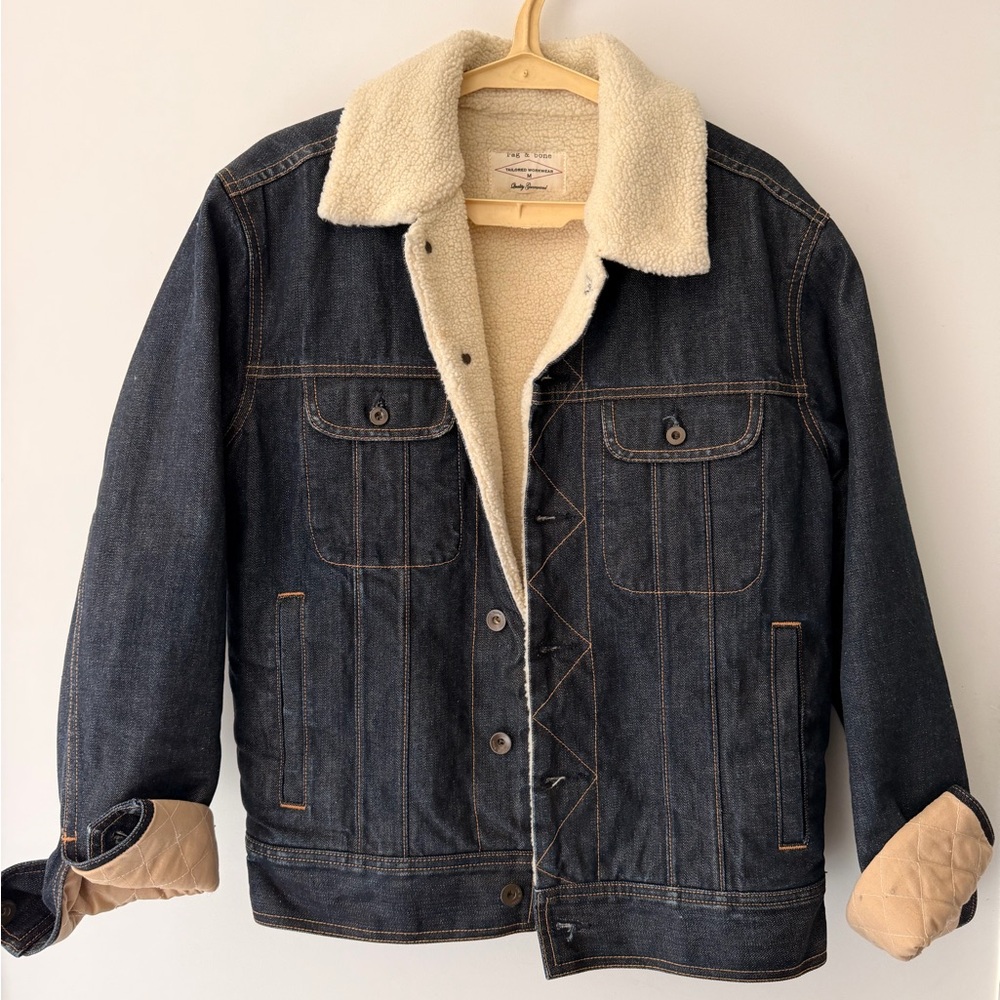 rag and bone Men's Denim Sherpa Jacket, Medium